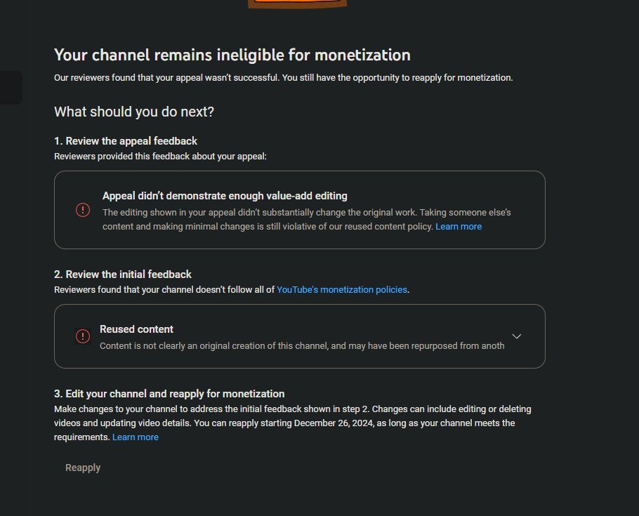 SouljenX7's tweet photo. . @TeamYouTube 
You wrongly demonitized my animation channel for "re-used" content.

You denied my appeal video without even watching it.
(The 1 view was me checking for any issues)

You said you're "looking into this", yet still no updates and zero responses.

Please fix this. https://t.co/9im7Cwglha