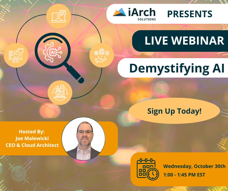 iArchSolutions's tweet photo. 🚀 AI isn't just for tech giants! Join our "Demystifying AI" webinar to learn how businesses of all sizes are leveraging AI.

✨ AI 101 ✨ Real-world Use Cases ✨ iArch Solutions' journey with AI ✨ Actionable steps to get started

📅 Register now: https://t.co/pWAEMQZDYw https://t.co/TUvRm2DwGI