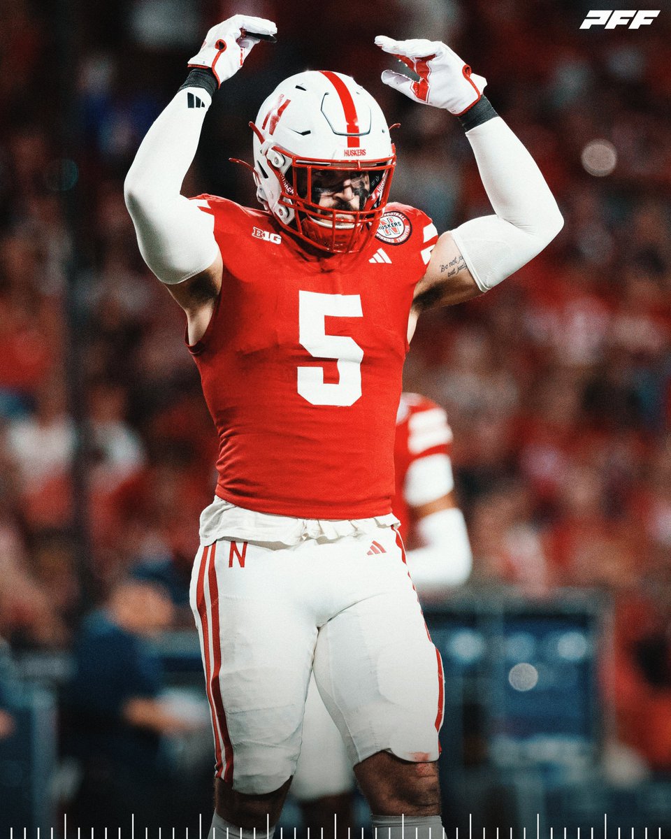 PFF_College's tweet photo. Highest Graded Big Ten Defender from Week 5:

🌽 John Bullock, Nebraska: 92.5

@HuskerFootball https://t.co/WP0kQPlYX7