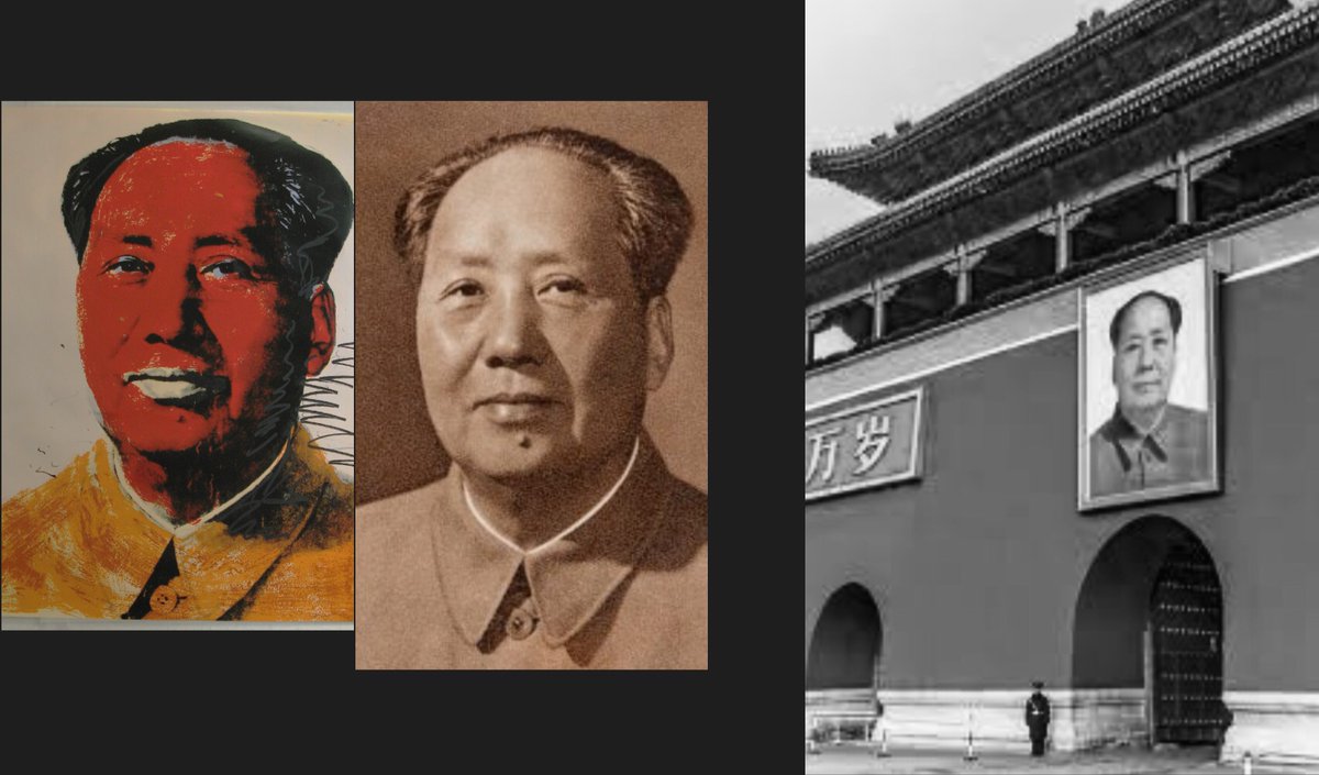 AlanSundberg's tweet photo. ART versus Politics 1972-2024 : ANDY WARHOL's famous "RED" MAO, 1972, - juxtaposition - with source photograph and gigantic Mao-portrait in China on Oct 1, 2024) - day of founding Peoples Republic of China PRC in 1949 #andywarhol #warhol #mao #warholmao
.
Hello, all's well, Alan https://t.co/pFyrn7vF1I