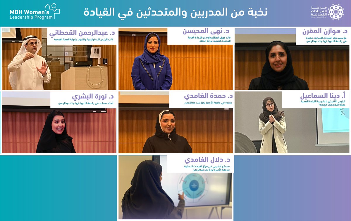 WLCorg's tweet photo. عُقدت جلسات التدريب الحضوري للوحدة الثانية لقياديات الصحة تحت عنوان "المهارات القيادية للنساء في المملكة العربية السعودية"، بهدف تعزيز أدوارهن القيادية وتمكينهن في القطاع الصحي.

قُدمت الجلسات من قبل نخبة من المدربين والمتحدثين الملهمين، من بينهم الدكتور عبدالرحمن القحطاني، الذي ركز على التحول في القطاع الصحي.

على مدار ثلاثة أيام، استعرضت الورش أدوار النساء القياديات في المملكة مع تسليط الضوء على رؤية 2030 كفرصة لتمكين المرأة وإحداث التغيير. كما نوقشت التحديات، مثل التحيز والصور النمطية، وتم استعراض نماذج القيادة الحديثة المبنية على القيم الأخلاقية. 

من خلال الأنشطة المتنوعة، تعلّمت المشاركات أهمية التعاون والعمل الجماعي والتمييز بين المؤسسات التي تركز على الأهداف الفردية وتلك التي تركز على الأهداف الجماعية.