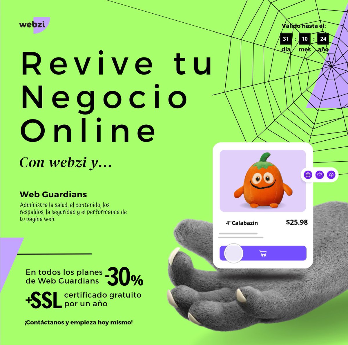 WebziApp's tweet image. Aprovecha nuestra oferta especial de 30% de descuento en todos los planes de Web Guardians durante este mes de octubre. Además, obtén un certificado SSL gratuito por un año.

Contrata aquí 👇
webzi.mx/web-guardians 

#ReviveTuWeb #HostingConDescuento #WebziTeRenueva