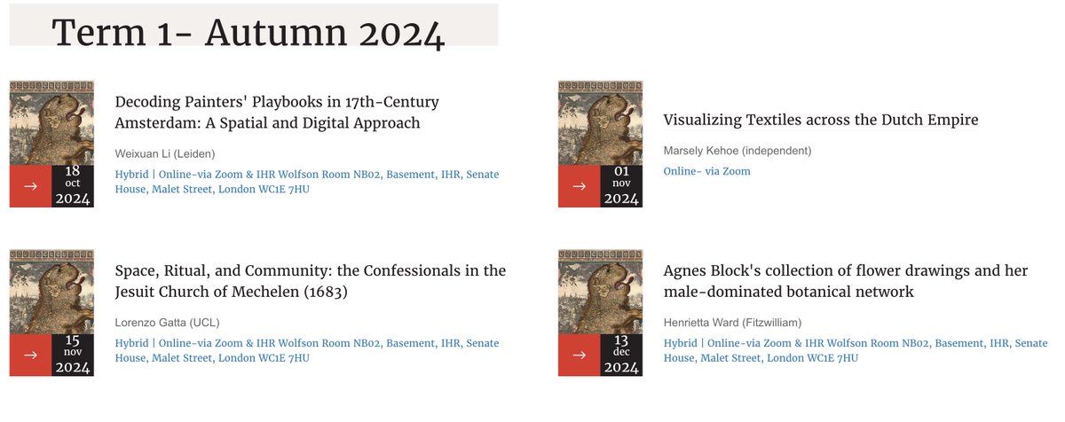 onslies's tweet photo. We have a ✨PROGRAMME!✨

We're being very visual, spatial, and #MaterialCulture-y in this first term! Join us for all the cool #LowCountries goodies, on Zoom or in the Wolfson Room @ihr_history 

https://t.co/VoAs0z43oZ
#twitterstorians #earlymodern #earlymodernevents https://t.co/Ytq19py7IY