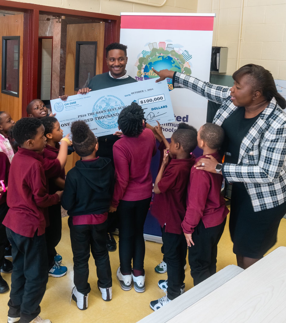 PS 59 is getting a new cafeteria! Thanks to Council Member Osse for his generous donation of $100,000 to our school!  ⁦<a href="/NYCSchools/">NYC Public Schools</a>⁩ ⁦<a href="/District14Supt/">Dr. David Cintron</a>⁩ ⁦<a href="/NYCPSD14/">NYCPS District 14</a>⁩ ⁦<a href="/CMChiOsse/">Council Member Chi Ossé</a>⁩ ⁦<a href="/CahnFellowship/">Cahn Fellowship</a>⁩