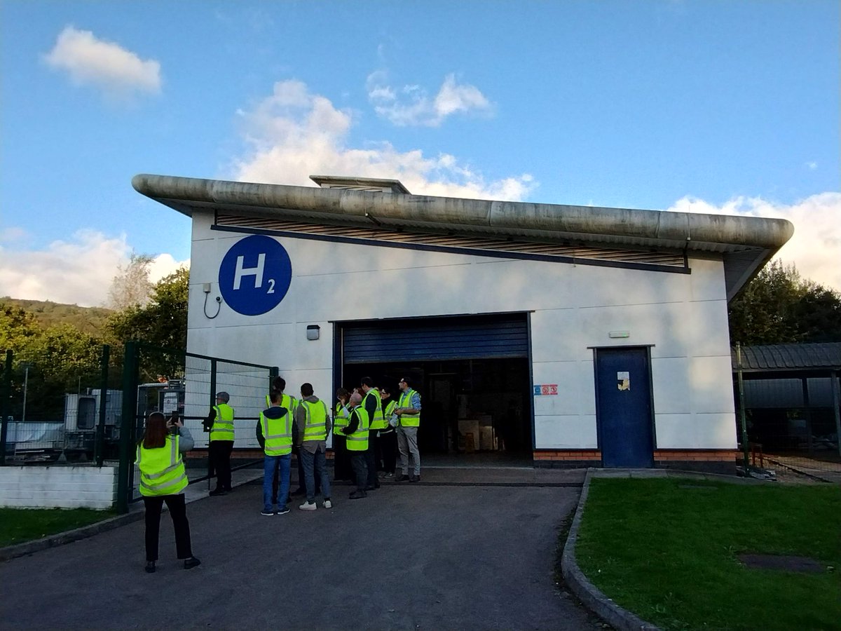 H2shift's tweet photo. Day 1 continued with discussion on how to gather information on the requirements of prospective OITB users. Finally, the consortium representatives visited the facilities of the University of Wales' Hydrogen Center in Baglan Energy Park. It is a wrap for today! #OITB #H2RandD https://t.co/jj6JselEYL