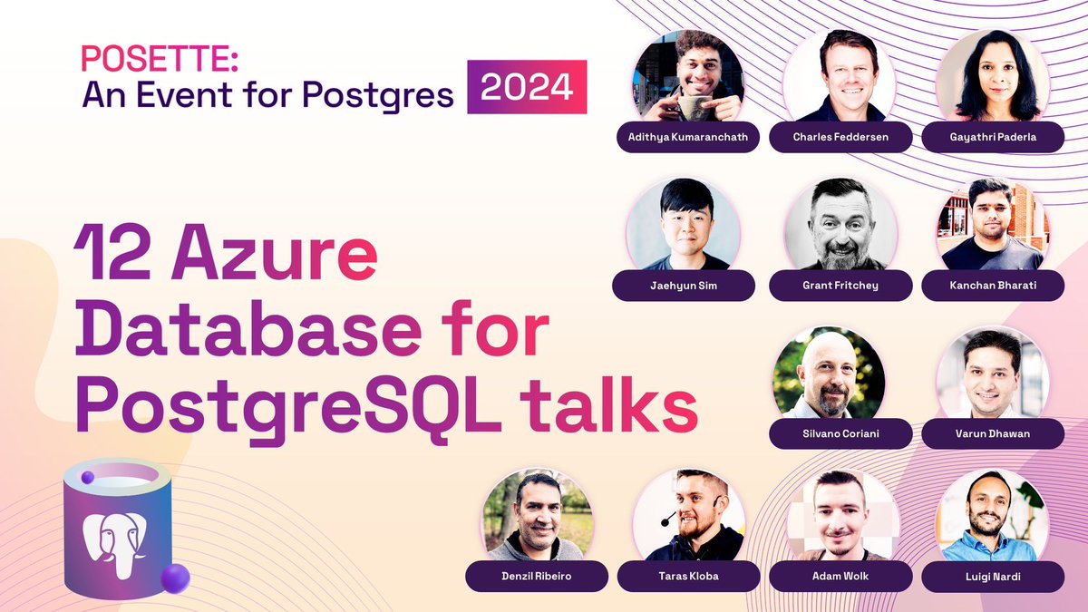 Watch this playlist of <a href="/AzureDBPostgres/">Azure Database for PostgreSQL</a> talks during #PosetteConf 2024 and discover the latest #PostgreSQL things at <a href="/Microsoft/">Microsoft</a> as well as the AI capabilities within the cloud🐘
aka.ms/posette-2024-a…