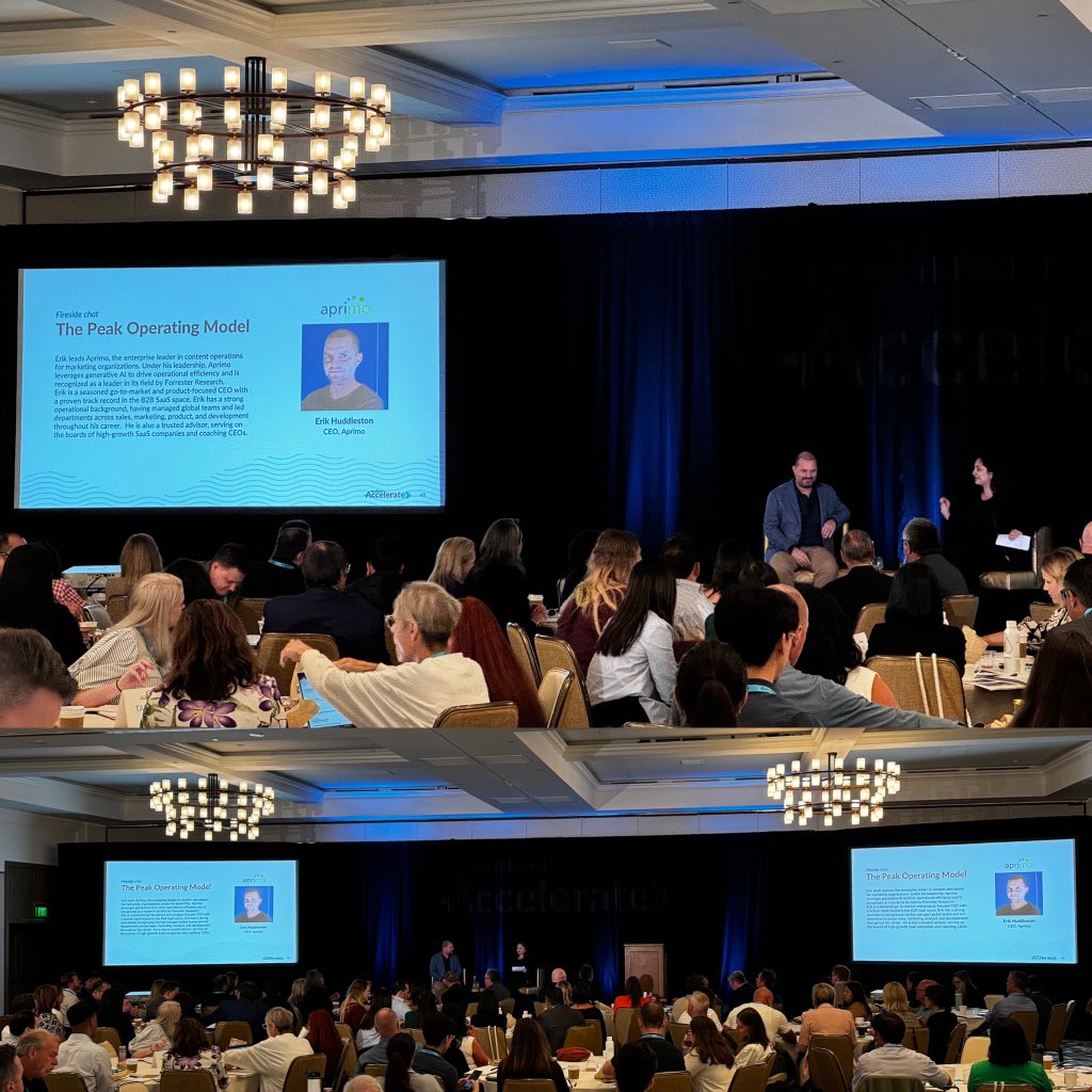 nigamG's tweet image. Fireside chat; The Peak Operating Model
Erik Huddleston, CEO, Aprimo, right from #Accelerate24 at #Workboard