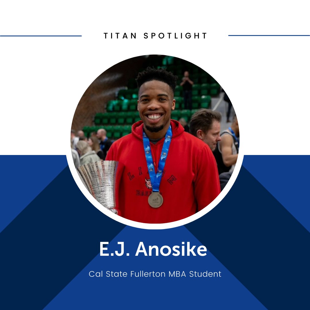 E.J. Anosike helped the Titans reach the NCAA tournament in 2022 and has played professionally. His MBA has deepened his understanding of the game’s broader impact, and he is committed to supporting nonprofits for children. Read more: bit.ly/47TI6GH