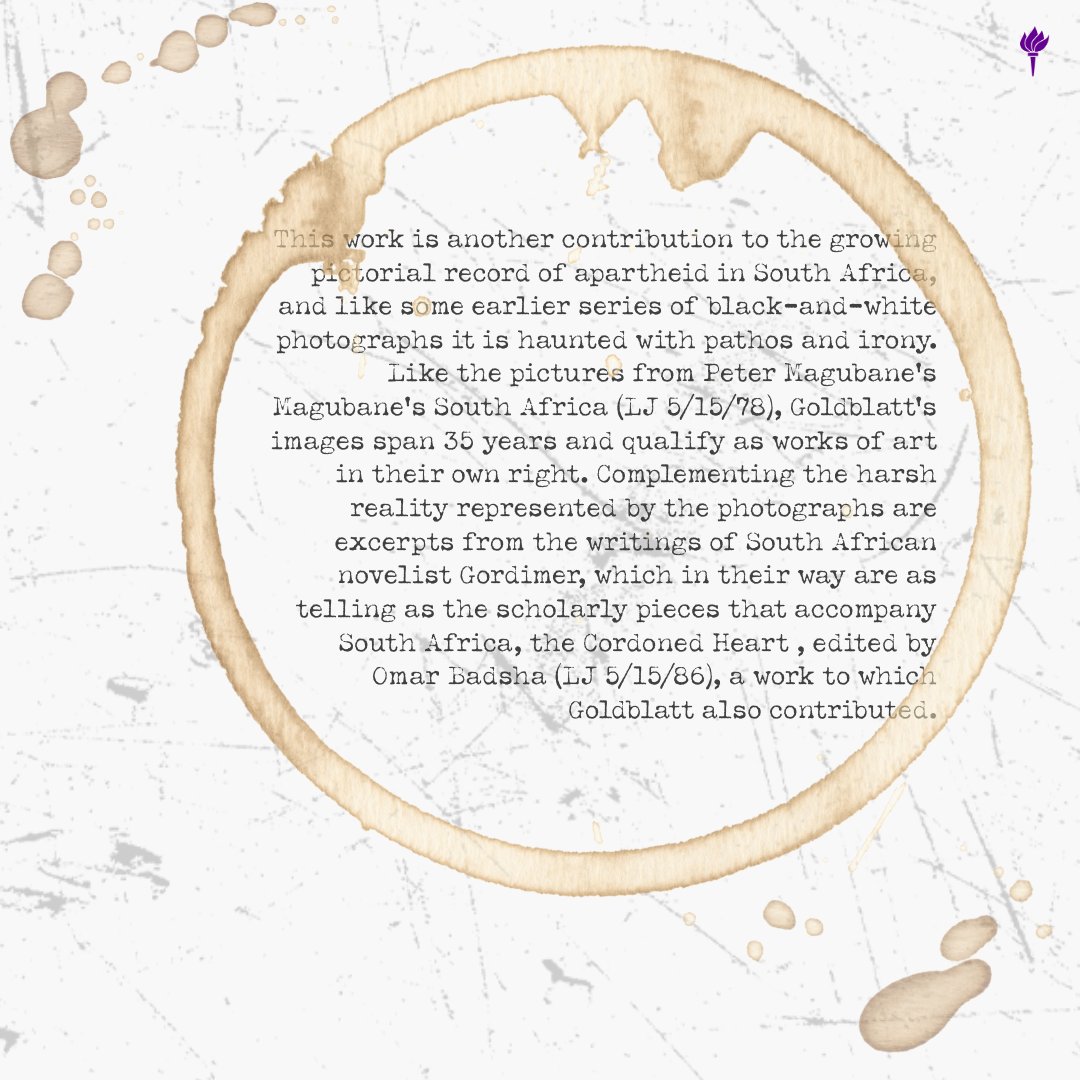 DPI’s book of the month is “Lifetimes Under Apartheid” by Nadine Gordimer and David Goldblatt.

Available at DPI’s non-lending library and for purchase at Amazon.com.

@nyutisch <a href="/tischphoto/">Tisch Photo & Imaging</a> <a href="/nyuniversity/">New York University</a> @nyulibraries #NYUtisch #TischDPI #BookoftheMonth