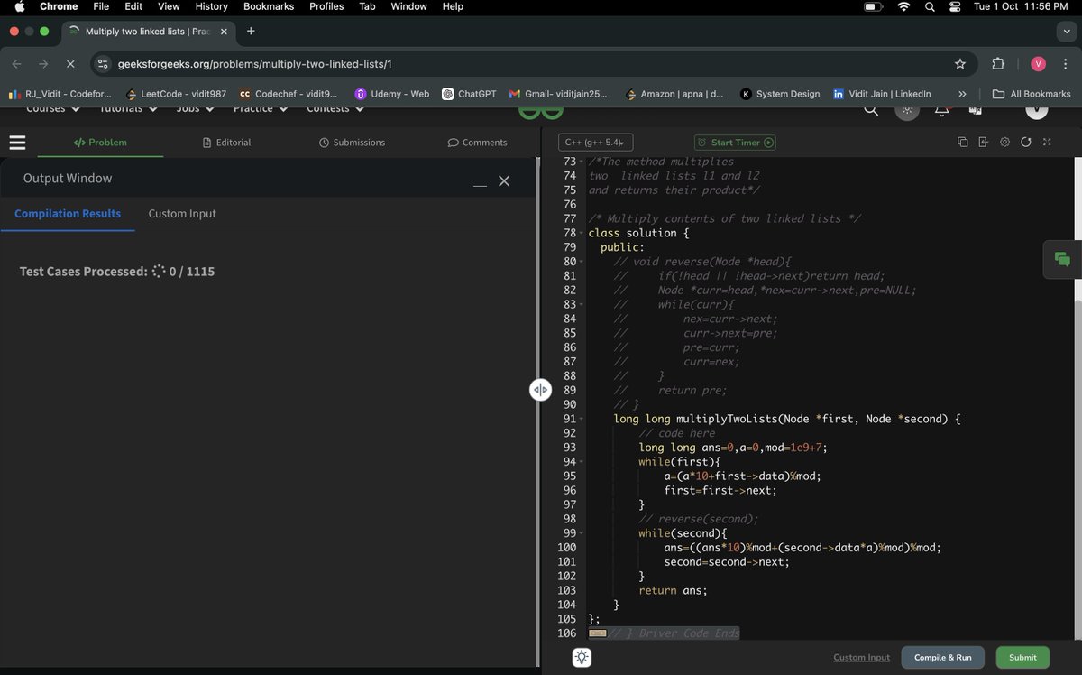 Reopen_Clg's tweet photo. Day 20 of GeekStreak2024                

Problem :  Multiply two linked lists

Approach :  using linkedlist traversal

(unable to submit the code because of glitch, tried for an hour)

 #geekstreak2024 #DeutscheBank

@geeksforgeeks
@DeutscheBank https://t.co/0h5H2ZWTYs