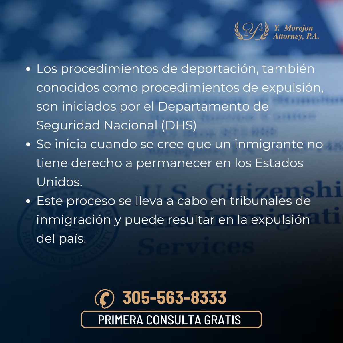 ymorejonattorne's tweet photo. ¿Conoce el proceso de deportación? ¿Cómo funciona el procedimiento?

Si necesita ayuda con su caso de inmigración, agende hoy una consulta gratuita.
📞 305-563-8333 https://t.co/6bRNk9Yyxz