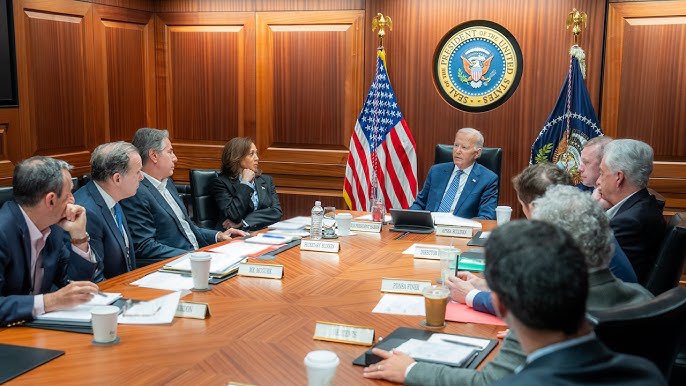 White house situation room monitoring Iran's missile attack closely.