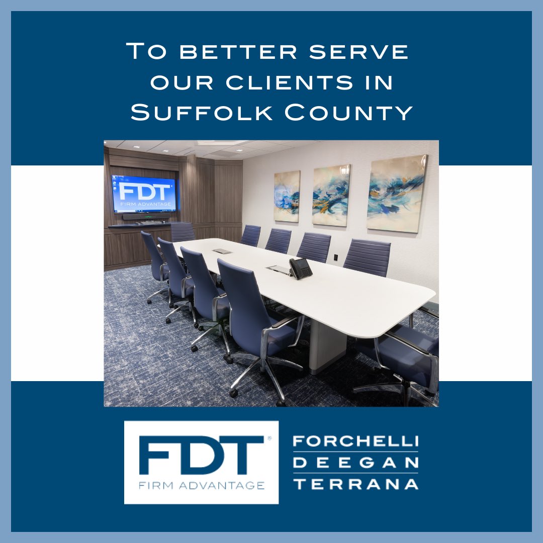 Forchelli Deegan Terrana LLP is proud to announce the opening of a Suffolk County office.
 
Read more about this expansion in our press release: forchellilaw.com/forchelli-deeg…
 
#FirmAdvantage #LawFirm #OfficeExpansion #Hauppauge #SuffolkCounty #TheFutureRemainsBright