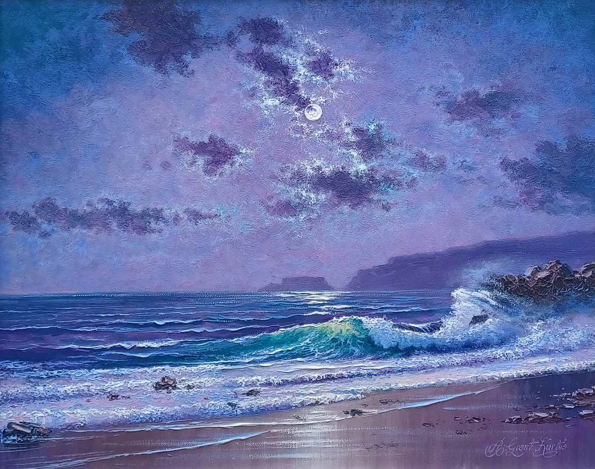 DailyClassicArt's tweet photo. Andrew Grant Kurtis - "Moonlight Bay" https://t.co/4hDD5I5uVc
