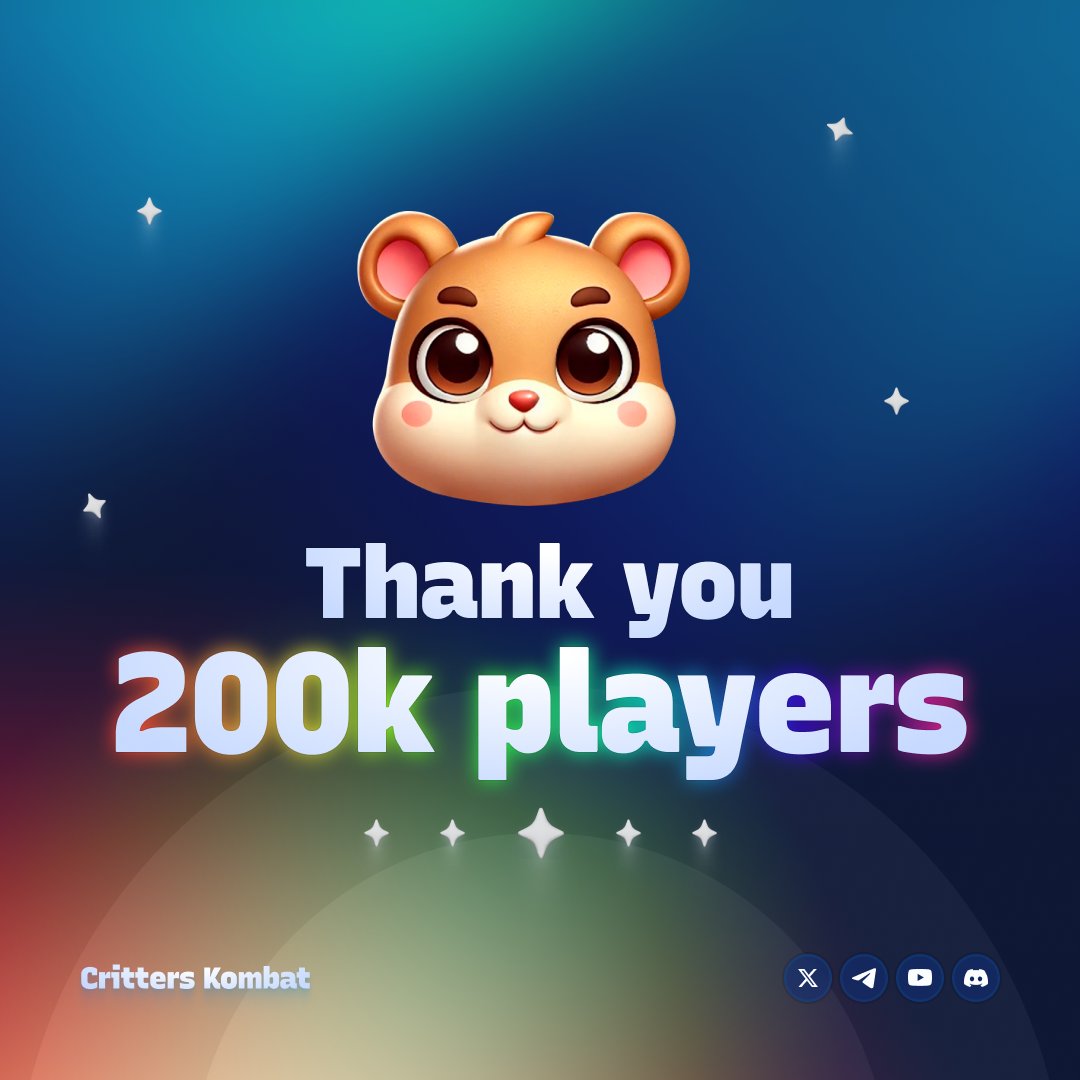 📢 We've reached 200,000 players on Critters Kombat! 🎉

We are currently the only profitable game on the market.

🔥 What sets us apart is the LST (Liquid Staking Token) $vCBT, offering a unique experience:

The only token with utility before market launch, offering an APY of up