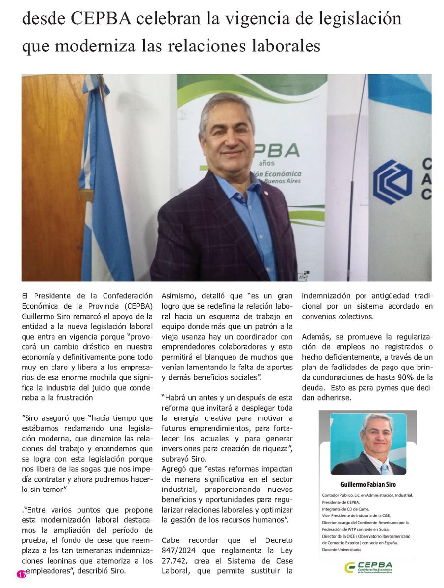 PCepba's tweet image. Desde @Cepba celebran nueva legislación que moderniza las relaciones laborales