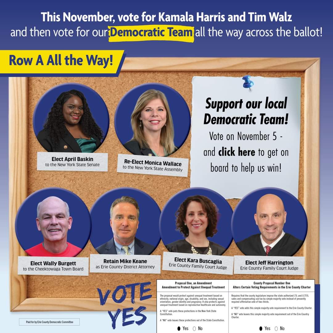 We're only 5 weeks away from Election Day! Be sure to support all of our great Democrats up and down the ticket, from Kamala Harris and Tim Walz all the way to Wally Burgett for Town Council!