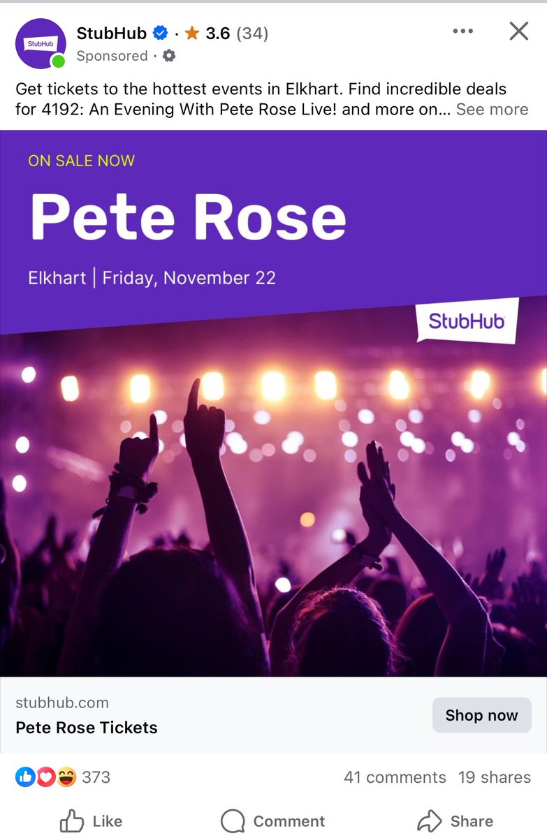 PreComped's tweet image. Too soon, StubHub?