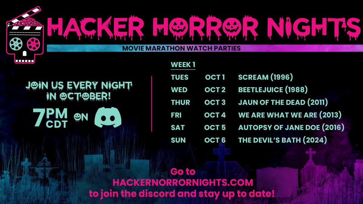 g0rd0 (@firesparkcons) on Twitter photo It’s finally happening! October is here and HackerHorrorNights.com starts tonight @ 7PM CDT. Big ups to <a href="/Skittishandbus/">Skittish and Bus</a> for keeping the party going and another great line up. Tonight we kick things off with 1996 Scream! It’s finally happening! October is here and HackerHorrorNights.com starts tonight @ 7PM CDT. Big ups to <a href="/Skittishandbus/">Skittish and Bus</a> for keeping the party going and another great line up. Tonight we kick things off with 1996 Scream!