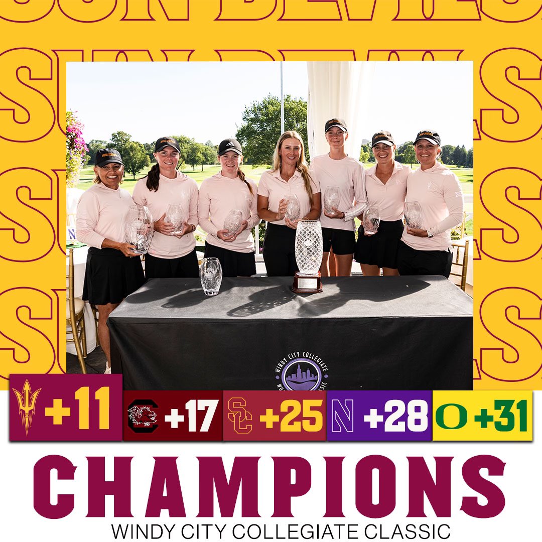 SunDevilWGolf's tweet image. A Statement Win in the Windy City 😈

@SunDevilWGolf are the 2024 Windy City Collegiate Classic Champions 🏆

📸 Ryan Kuttler/Northwestern Athletics