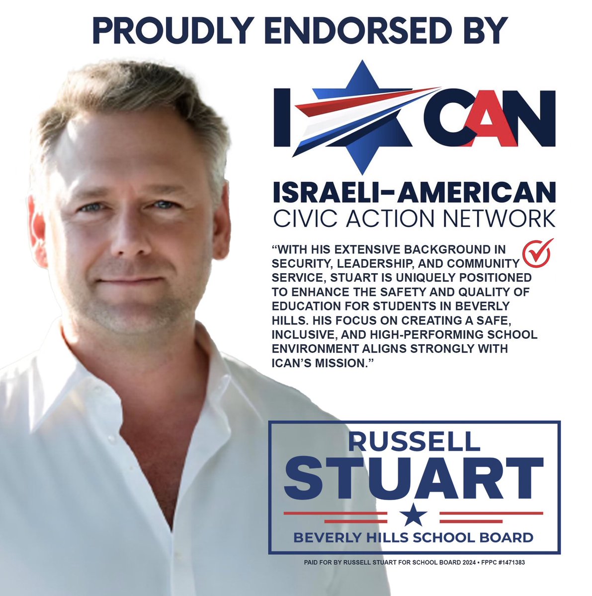 Thank you <a href="/ICANAction/">Israeli-American Civic Action Network</a> not only for the endorsement but for your trust in me to lead #BHUSD into the future #ICAN #Stuart4BHUSD