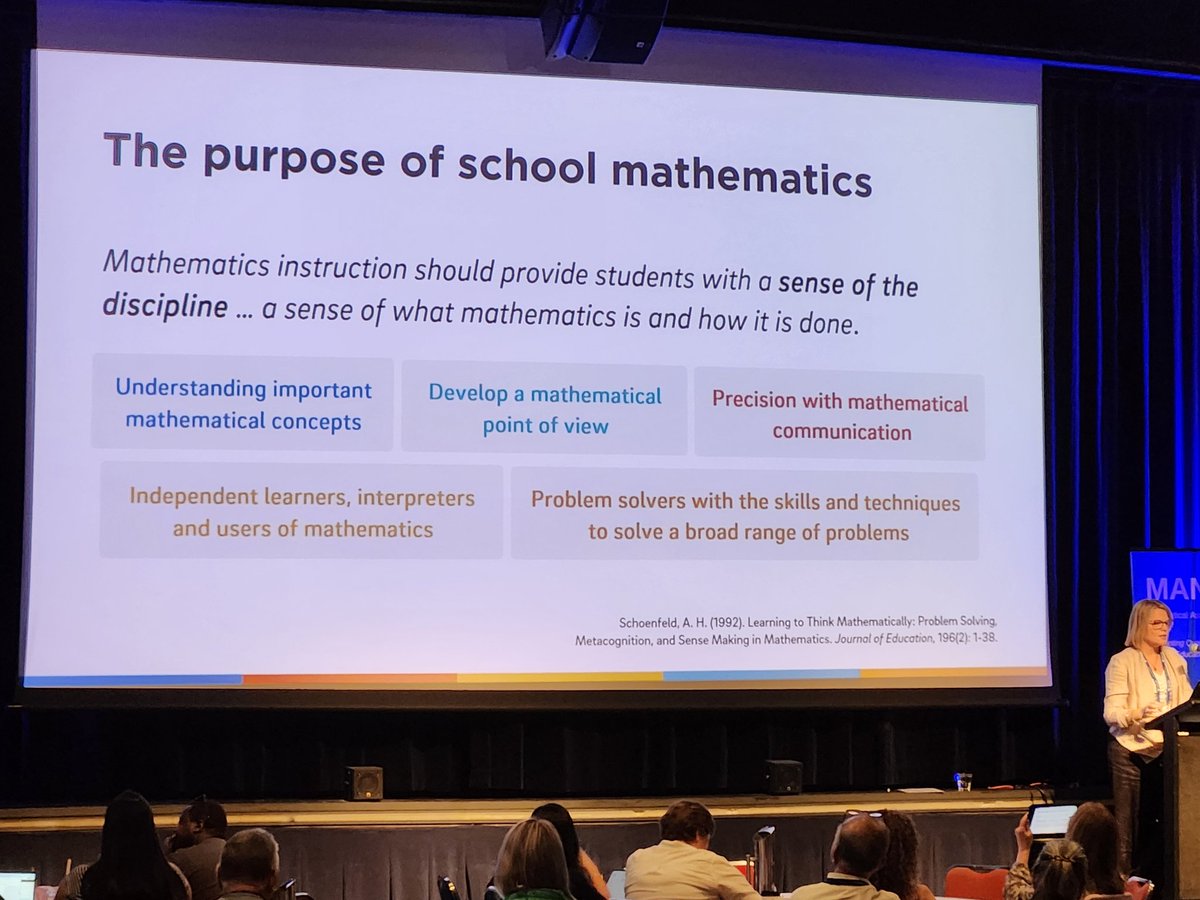 meaganrodda's tweet photo. The purpose of school mathematics according to Schoenfeld #MANSW24 https://t.co/oQnisoFdVa
