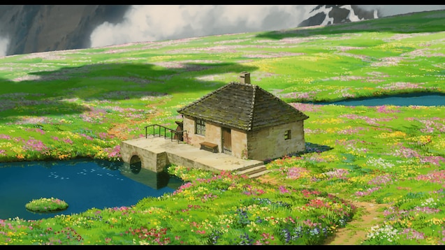 I made another Studio Ghibli recreation in #TinyGlade This time its Howl's cottage