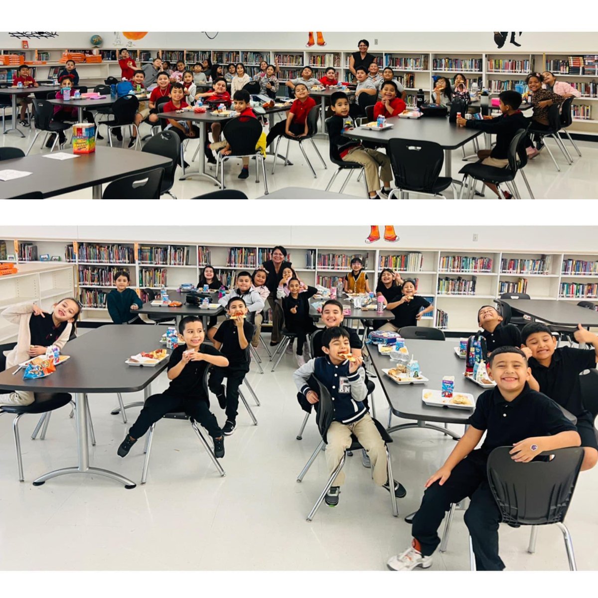 Today, 1st, 2nd, and 3rd grade students who had perfect attendance ate pizza with the principal during lunch time. 🍕☺️ They were so excited 😃
They received a certificate and a pencil. 
We will be celebrating Pre-K, Kinder, 4th, and 5th  grade tomorrow 🎉