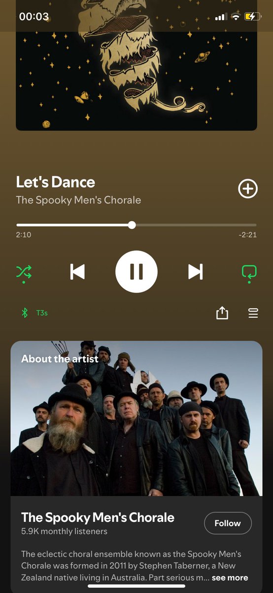 MissC_Sings's tweet photo. Enjoying the coincidence of this coming up on Spotify after today’s @YVconcerts workshop! @davidlmusic @Craig_McLeish1 if you haven’t heard them I’d recommend checking them out! Also, can we have a Bowie medley at some point? https://t.co/JU84IpybcS