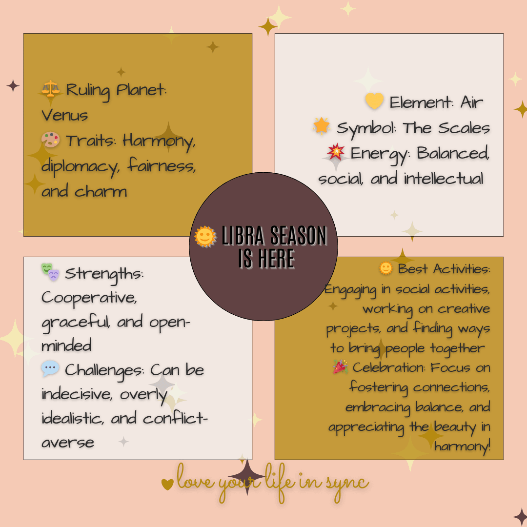 LoveLifeInSync's tweet image. 🌿 Hello, Libra season! It’s time to focus on balance, aesthetics, and meaningful relationships. Let’s welcome this beautiful time with open hearts and aligned energies. ⚖️💫 #LibraVibes #SeasonOfGrace