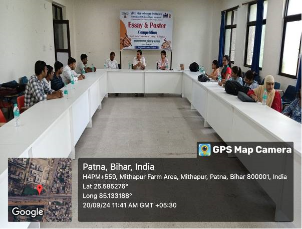 Under Swachhata Hi Seva, both Essay and Poster Competition was organised in the forenoon on 20.09.2024 in the IGNOU Regional Centre Patna. The topic of Essay was on the “significance of cleanliness in leading a healthy life” as a part of Swachh Bharat Mission .