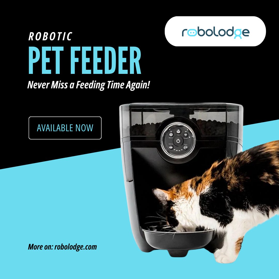 RoboLodge's tweet photo. 🐾 Introducing the Smart Robotic Pet Feeder! 🐾
Keep your pets happy with automatic feeding schedules, portion control, and a built-in camera—all controlled from your phone! 
💡 Get yours now for stress-free pet care! 💡
#RoboticPetFeeder #SmartPetCare #Robolodge #PetTech https://t.co/tubjm3To73