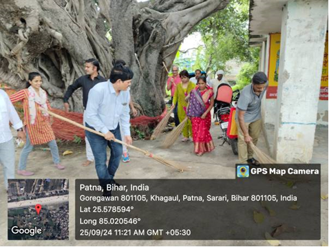 Under Swachhata Hi Seva, which is the main theme of this year’s campaign; Swachhta Mein Jan Bhagidari was observed on 25.09.2024 in one of adopted Village (Goregawan) of IGNOU, Regional centre Patna in which officials of IGNOU, RC Patna took active participation.