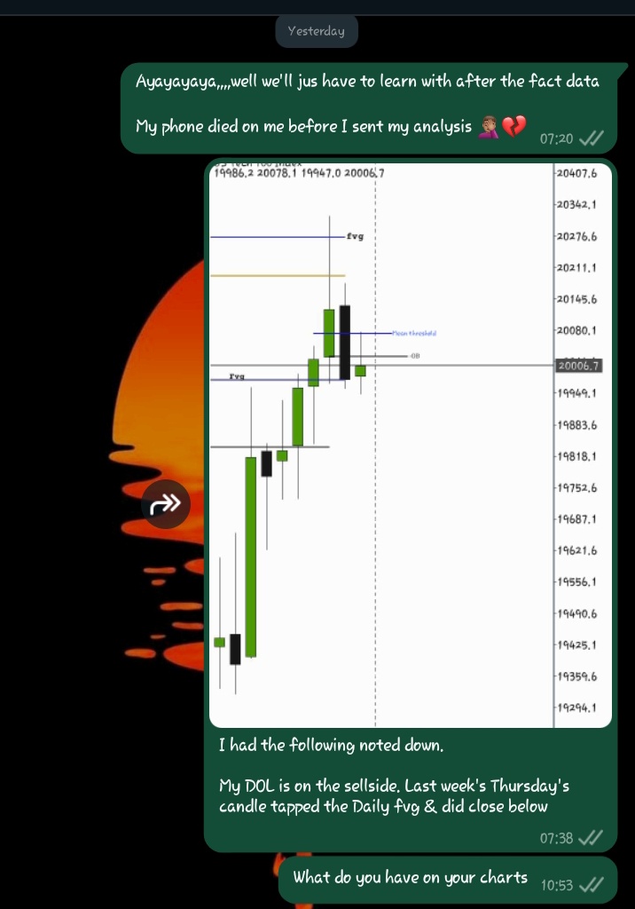 Freemanpips's tweet photo. @DarkTari3 Analysis kidogo hapa na pale ya NAS100 😋 😏 

Frame 1: WhatsApp group chat
Frame 2: The chart on Frame 1
Frame 3: Shows the delivery on Monday's candle
Frame 4: shows what I had expected to happen https://t.co/FI5W9p9yq5