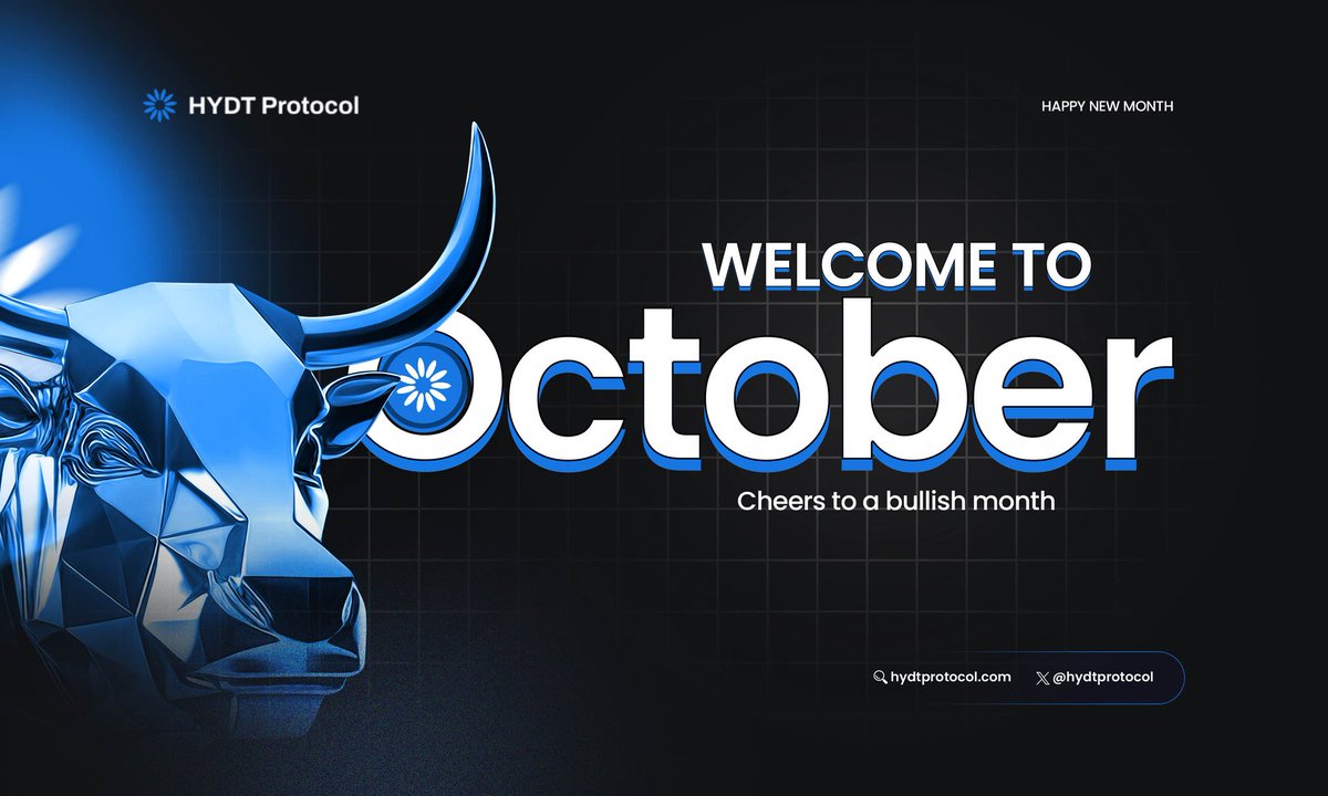 Iamawealthyvip's tweet photo. Happy October, everyone from @HydtProtocol 💙 

As we embrace Q4 with a bullish market sentiment, let's take a moment to reflect on the core values that drive #HydtProtocol forward. 

Together, we’re building a stronger, decentralized future. 
#HYDT #HYGT #Staking https://t.co/gLKcxTGdFS