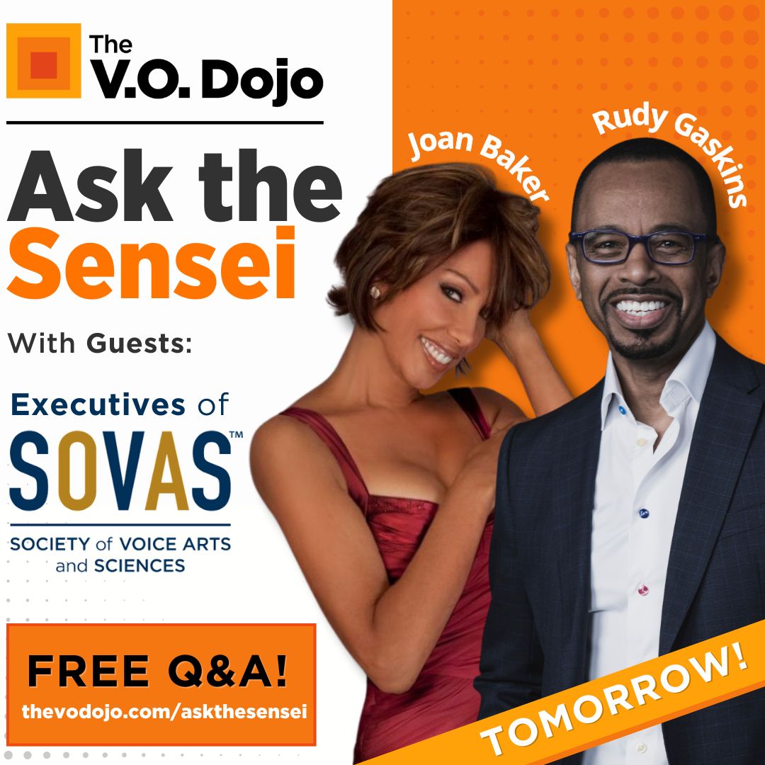 thevodojo's tweet photo. FREE Voiceover Zoom Q&amp;A tomorrow! Did you grab your spot yet? 

10am PT/1pm ET we’re chatting with VO legends &amp; executives of the Society of Voice Arts and Sciences, @joanthevoice &amp; @rudygaskins1 🙌

Don’t miss your chance to learn from the best!
https://t.co/r2DRAqetpi https://t.co/q1XXnUS4yH