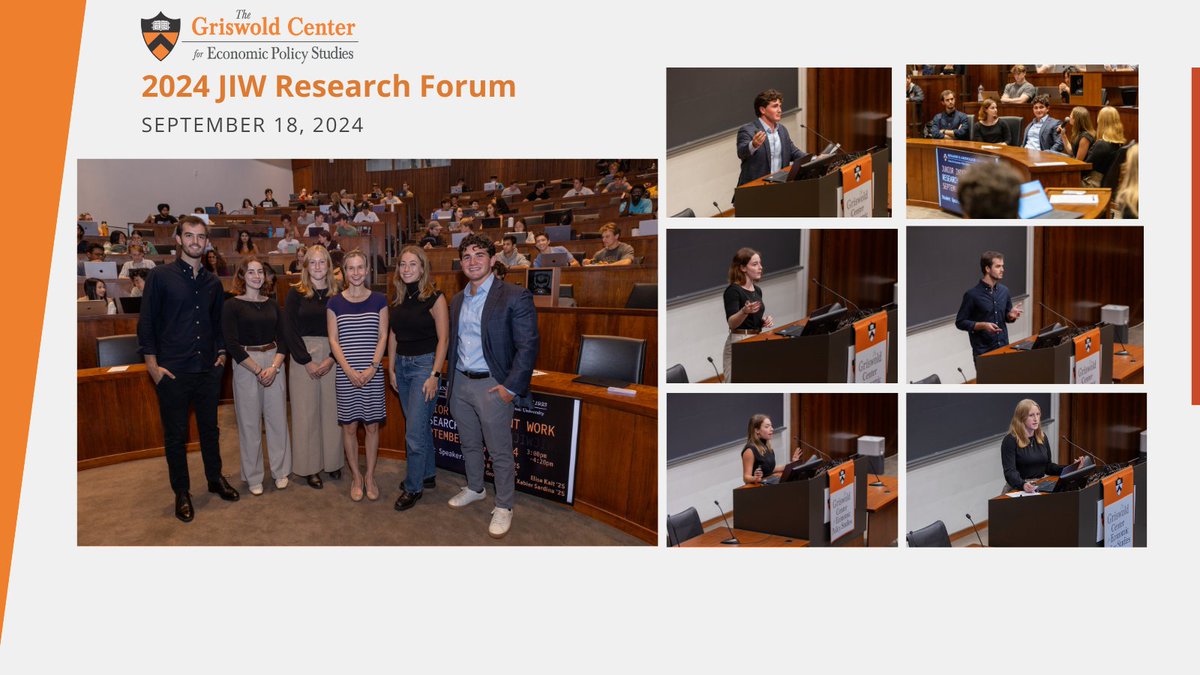 The Griswold Center for Economic Policy Studies (@princetongceps) on Twitter photo Congratulations to Peter Anella, Amelia Feiner, Sofie Grouws, Elise Kait, Xabier Sardina who presented their research to rising juniors in the <a href="/PrincetonEcon/">Princeton Economics</a> Department at the 2024 Junior Independent Work Research Forum! Check out the presentations here: gceps.princeton.edu/2024-jiw-resea… Congratulations to Peter Anella, Amelia Feiner, Sofie Grouws, Elise Kait, Xabier Sardina who presented their research to rising juniors in the <a href="/PrincetonEcon/">Princeton Economics</a> Department at the 2024 Junior Independent Work Research Forum! Check out the presentations here: gceps.princeton.edu/2024-jiw-resea…