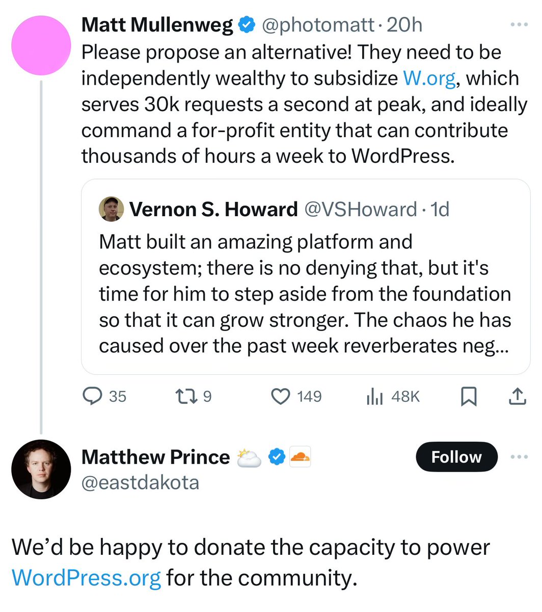 Something tells me Matt was asking a rhetorical question that he wasn’t expecting an answer to

Until the CEO of Cloudflare responded…