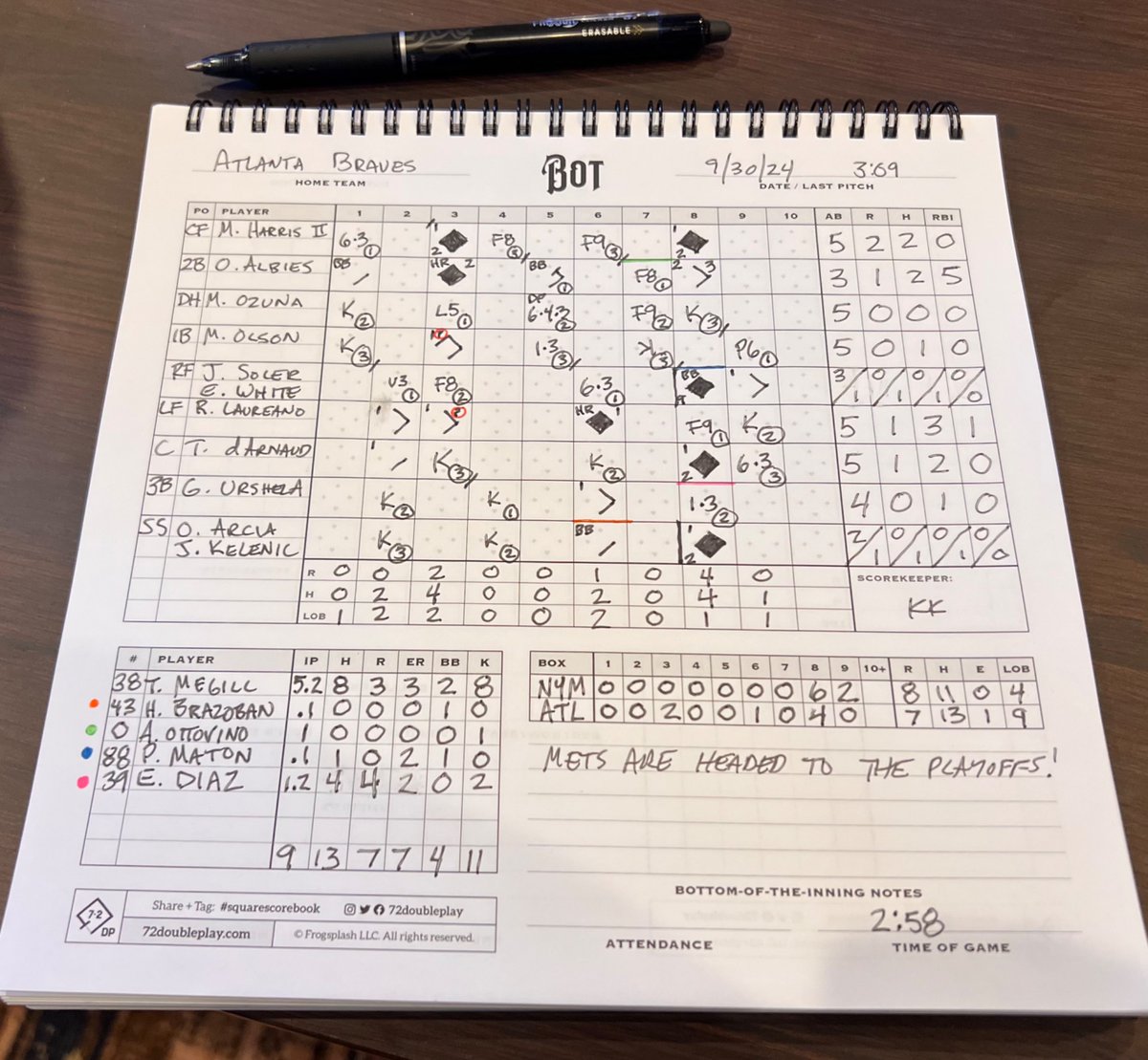 kevinklein's tweet photo. Scoring baseball games is one of the most meditative, relaxing things I’ve ever done. For a ‘boring’ sport, recording in-game stats keeps you surprisingly focused and present. Loving this scorebook from @72doubleplay https://t.co/0zQC9pUXwI