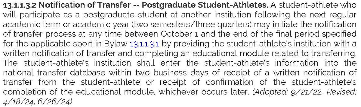 Today, October 1st, is a key date for soon-to-be-graduating student athletes seeking to enter the Transfer Portal.