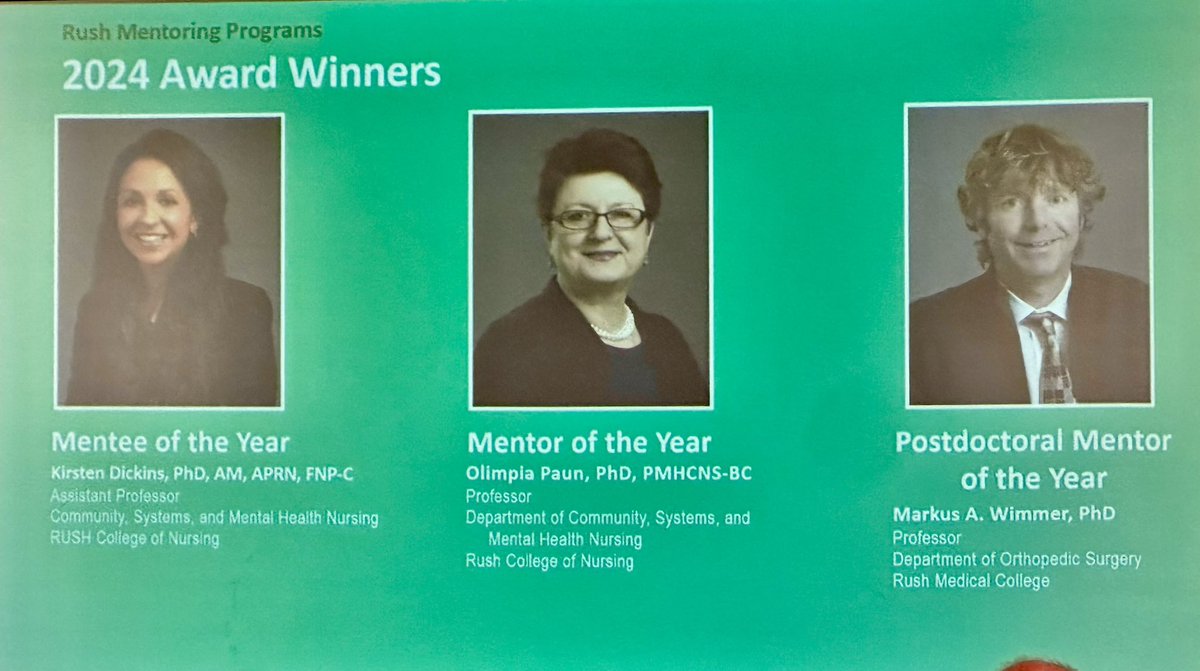 Congratulations to the Department’s Dr. Markus A. Wimmer for being awarded as the 2024 Postdoctoral Mentor of the Year by Rush University’s Mentoring Program