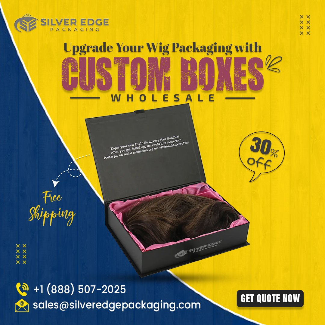 SilverEdgePack's tweet image. 𝗪𝗶𝗴 𝗣𝗮𝗰𝗸𝗮𝗴𝗶𝗻𝗴 𝘄𝗶𝘁𝗵 𝗖𝘂𝘀𝘁𝗼𝗺 𝗕𝗼𝘅𝗲𝘀 
Visit For More Info: silveredgepackaging.com/product/custom… 
Email us: sales@silveredgepackaging.com 
call us:+1 (888) 507-2025
#wigpackaging #CustomWigBoxes #usa #wigbusiness #luxurywigpackaging #ecofriendlypackaging