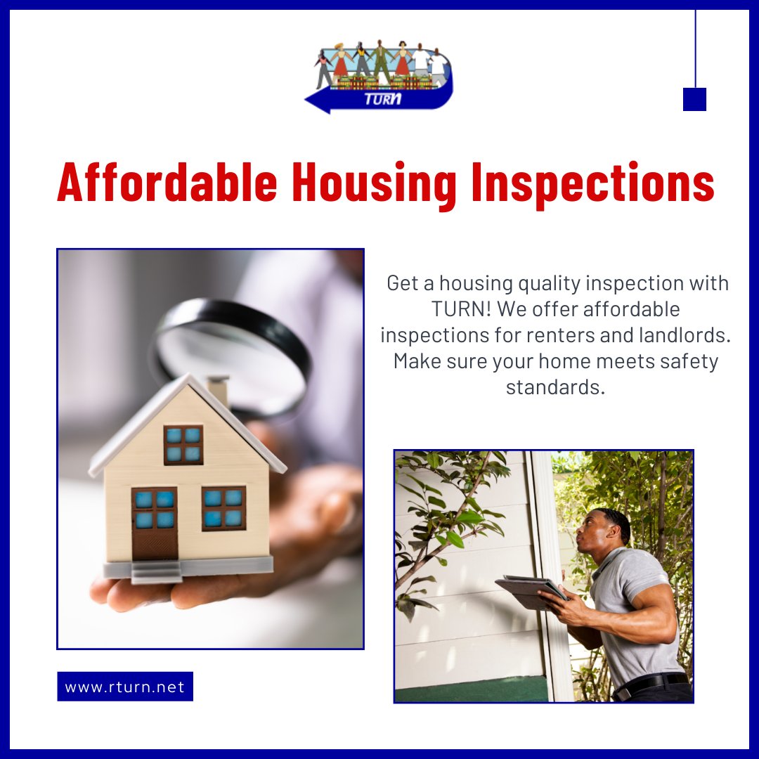 Keep your home safe with TURN's affordable housing inspections! 🏡 Our certified experts ensure your property meets safety standards. Book now at rturn.net! 🔍

#AffordableHousing #HomeSafety #LandlordTips #TenantSafety #HousingStandards #PropertyInspection