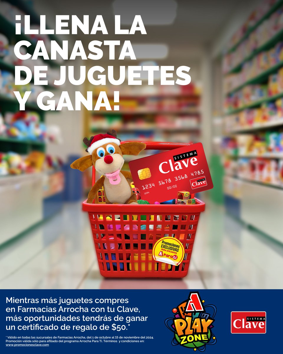 ¡Octubre inicia con buenas noticias!

Si eres afiliado de Arrocha Para Ti, desde hoy y hasta el 15 de noviembre, tus compras de juguetes con Tarjetas Clave te ponen a ganar.

¡Son 40 ganadores no espere más!

Términos y condiciones en telered.com.pa/promociones/