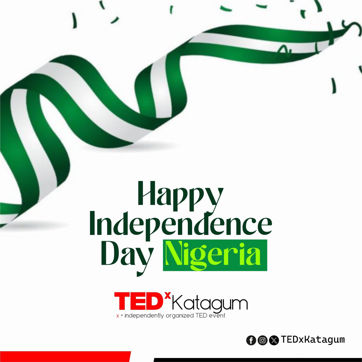 tedxkatagum's tweet photo. Happy 64th, Nigeria!🥳

#TEDxKatagum
#ideasworthspreading
#TEDx https://t.co/P5xSYOdqxU