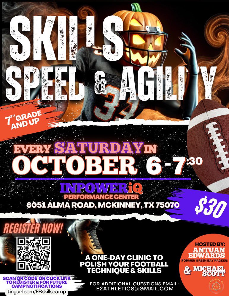 AEdwards2Tru4's tweet image. Enhance your child&apos;s football skills with our expert training program, led by former professionals, every Saturday at 6pm. Open to 7th-grade students and up, this program focuses on optimizing performance in specialized positions. #TeachTheGame