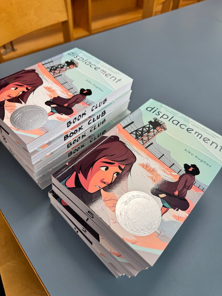 The first meeting in the library with our 6th Grade Book Club was super fun today! We started reading Displacement by <a href="/kikuhughes/">kiku 🍉 shut down NWDC!</a> and we're so grateful to the generous donors on <a href="/DonorsChoose/">DonorsChoose</a> for providing this set for us! #booksforeveryone #ilovedcsd <a href="/DeKalbSchools/">DeKalb Schools, GA</a> <a href="/DCSDEdMedia/">DCSDEdMedia</a>