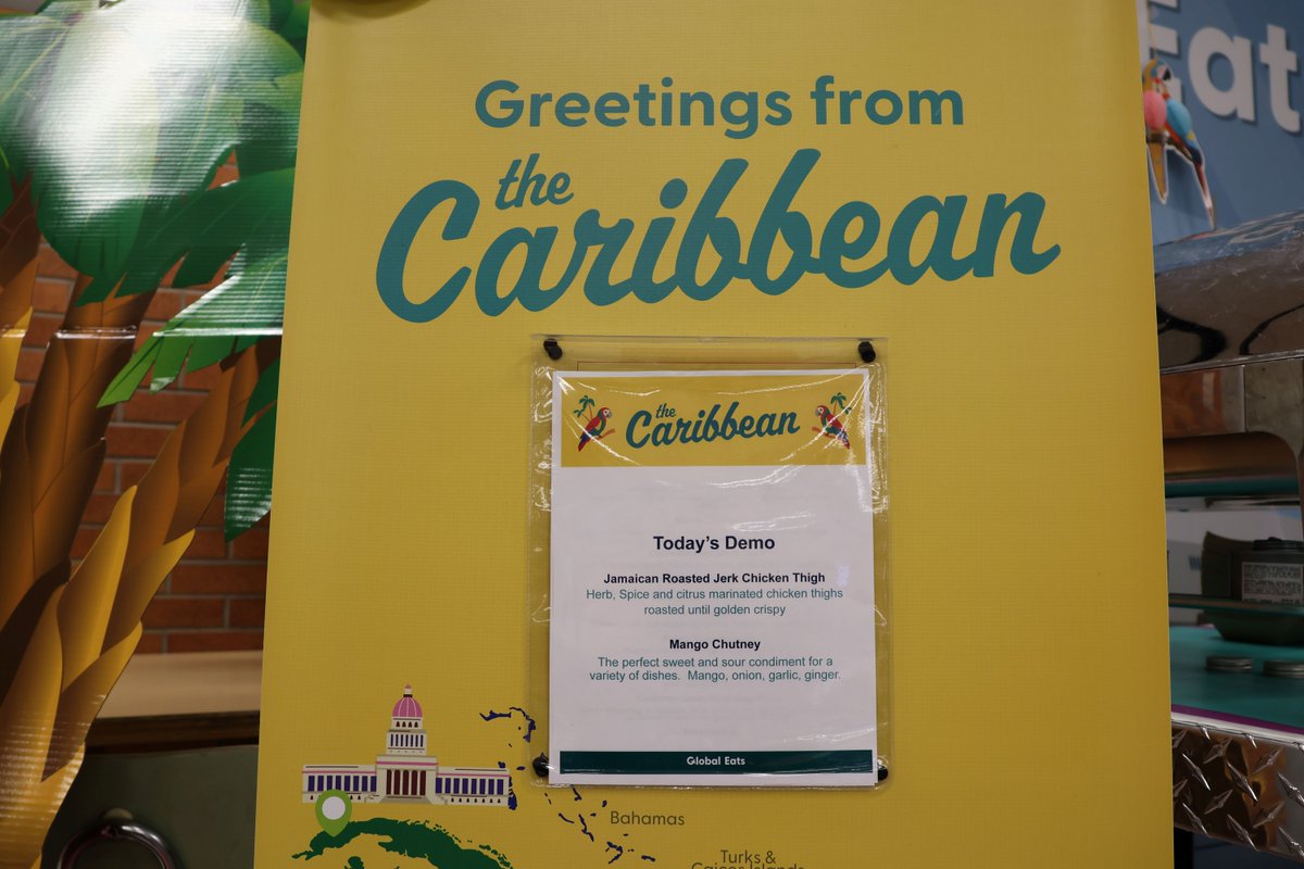 MidlandPS's tweet photo. Chartwells resumed its Global Eats program for the second year in a row. At Northeast and Jefferson this week, students got to try a Carribean dish: Jamaican Roasted Jerk Chicken Thigh and Mango Chutney. #MidlandPublicSchools #GlobalEats #HealthyFood #JeffersonHuskies https://t.co/lZKWywe9ig