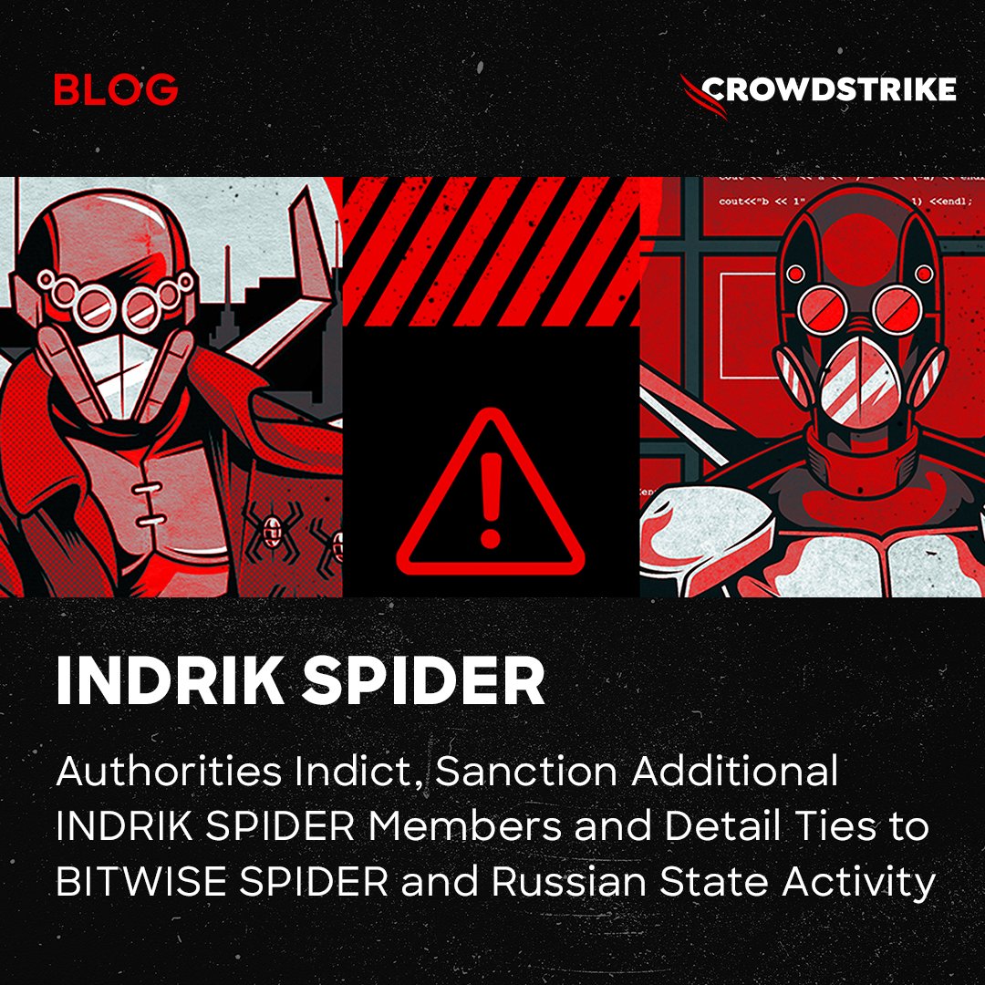 CrowdStrike (@crowdstrike) on Twitter photo Today, a coalition incl. <a href="/NCA_UK/">National Crime Agency (NCA)</a> announced an indictment of a senior member of INDRIK SPIDER – also an affiliate of BITWISE SPIDER – as well as multiple sanctions against key members of INDRIK SPIDER.
#CrowdStrike has tracked INDRIK SPIDER since 2010 and provided critical threat Today, a coalition incl. <a href="/NCA_UK/">National Crime Agency (NCA)</a> announced an indictment of a senior member of INDRIK SPIDER – also an affiliate of BITWISE SPIDER – as well as multiple sanctions against key members of INDRIK SPIDER.
#CrowdStrike has tracked INDRIK SPIDER since 2010 and provided critical threat