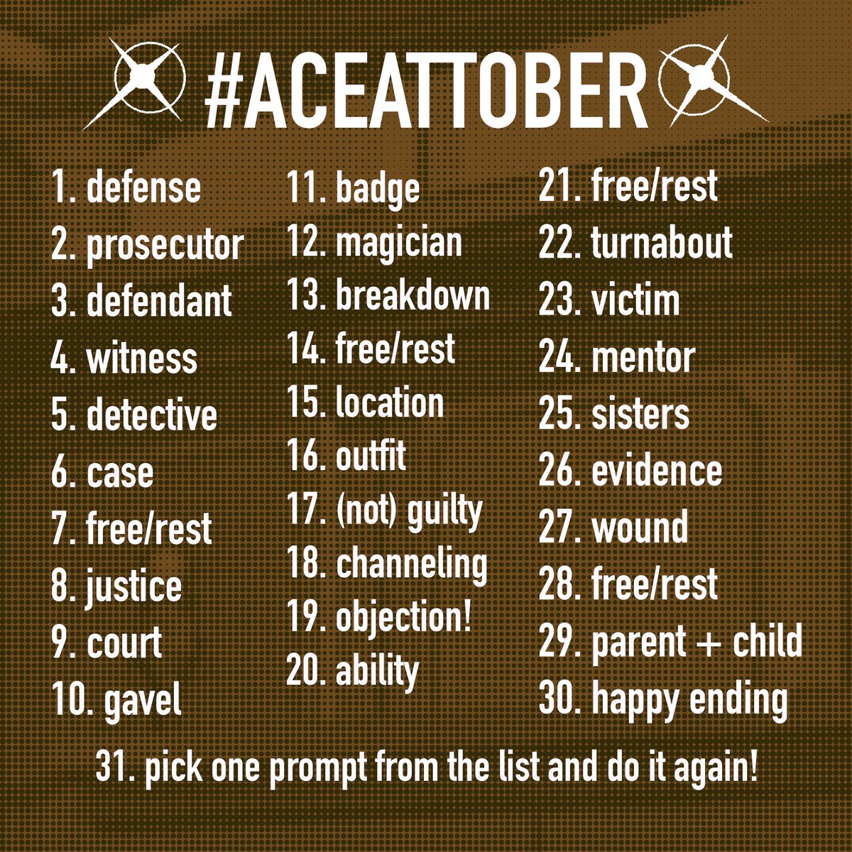 gloww0rms's tweet photo. i know its already the second in like half of the world but i figured why not make an aa-themed art challenge? so i hereby present #ACEATTOBER im gonna try my best to do these and i hope ppl will join me🫡
#AceAttorney https://t.co/kOmjYHkuuo